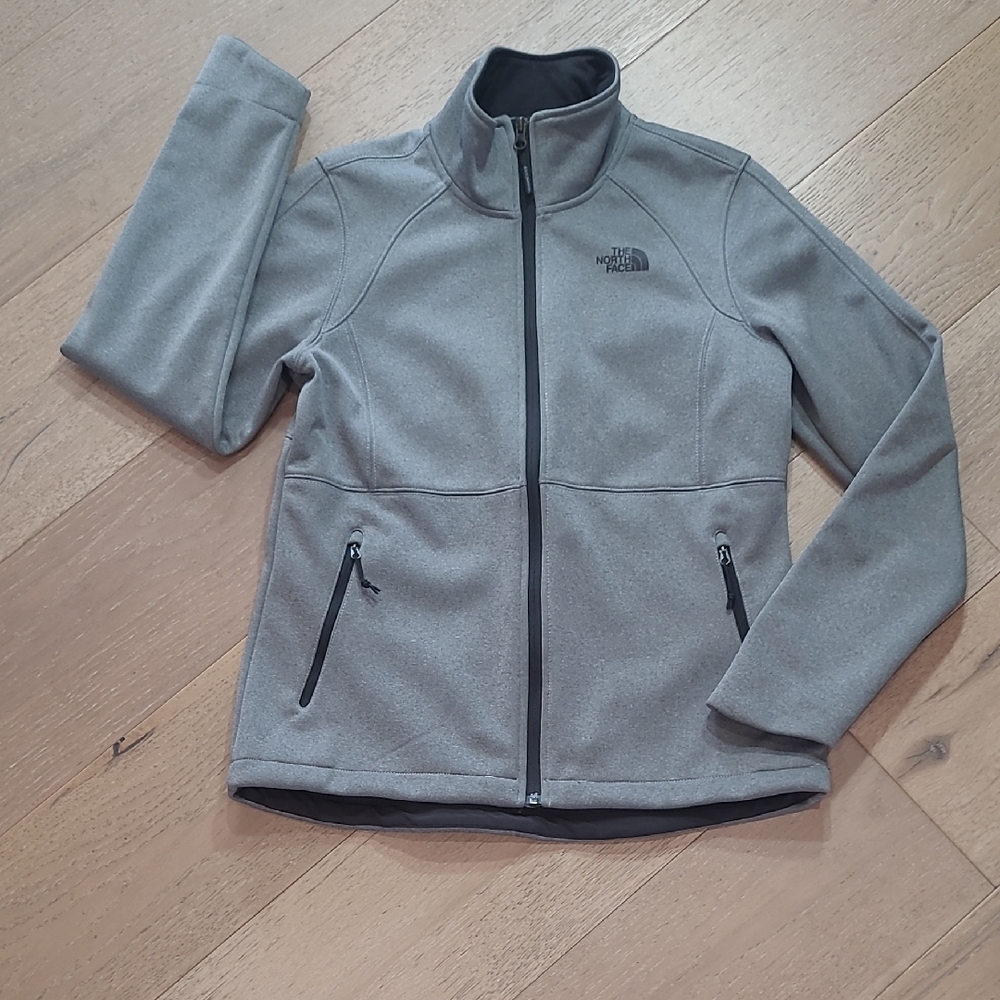 EUC The North Face Jacket Women's sz S Apex Risor Softshell Heather Grey Zip Up